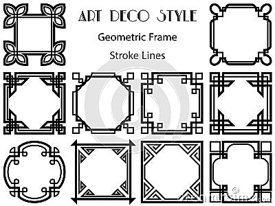 Frames simple customary set. Groundwork element of decor. Square panels picture border frames. Collection of Vintage retro sketch Vector Illustration