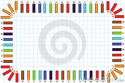 Framework from color pencils on a background in a Stock Photo