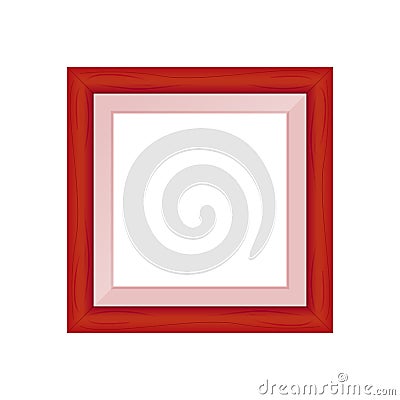 Framework red pastel wooden blank for picture, image of square frames red soft color square isolated on white background blank Vector Illustration