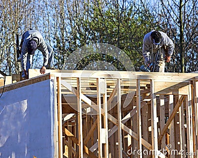 Framing new house Stock Photo