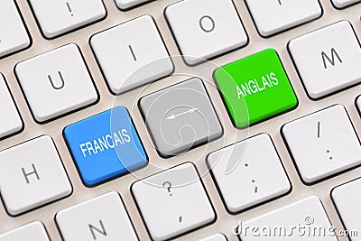 Francais or French translation choice in French writing on keyboard Stock Photo