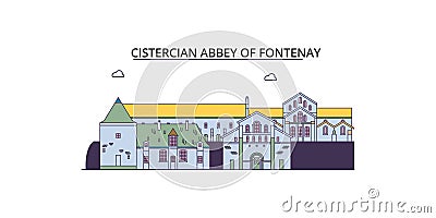 France, Abbey Of Fontenay tourism landmarks, vector city travel illustration Vector Illustration