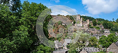 France, Aveyron, Belcastel, labelled Plus Beaux Villages de France, Natura 2000 site, the old 15th century donkey bridge Stock Photo