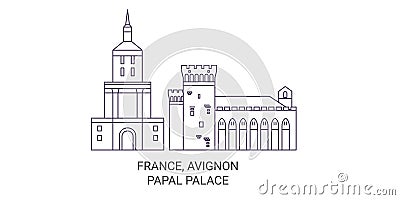 France, Avignon, Papal Palace travel landmark vector illustration Vector Illustration