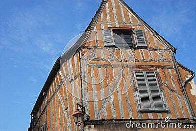 France- Burgundy- A Charming Half-Timber Building in Auxerre Stock Photo