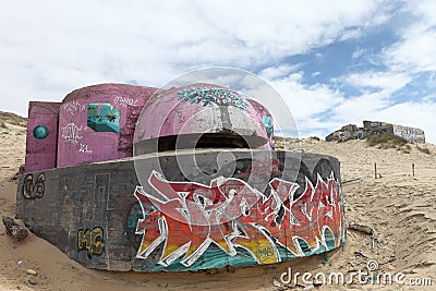 France, Cap Ferret, german bunker Editorial Stock Photo