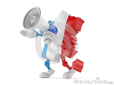 France character speaking through a megaphone Cartoon Illustration