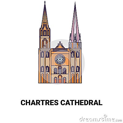 France, Chartres Cathedral travel landmark vector illustration Vector Illustration