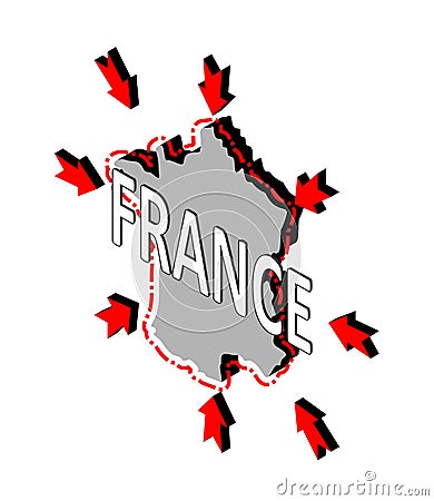 France closes borders, quarantine, protection against coronavirus. Ban on crossing borders. Vector isometric image of France map Vector Illustration