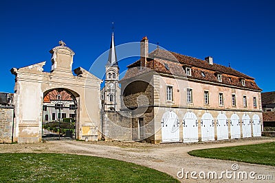 France, Commarin, Saint Thibault de Commarin church, church seen from the castle Editorial Stock Photo