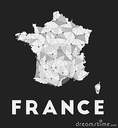 France - communication network map of country. Vector Illustration