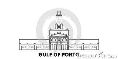 France, Corsica, Gulf Of Porto line travel skyline set. France, Corsica, Gulf Of Porto outline city vector illustration Vector Illustration