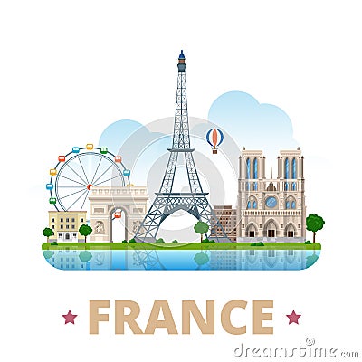 France country design template Flat cartoon style Vector Illustration