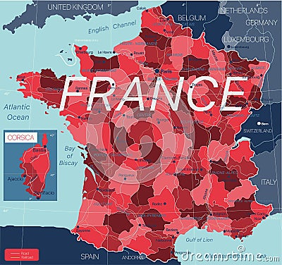 France country detailed editable map Stock Photo