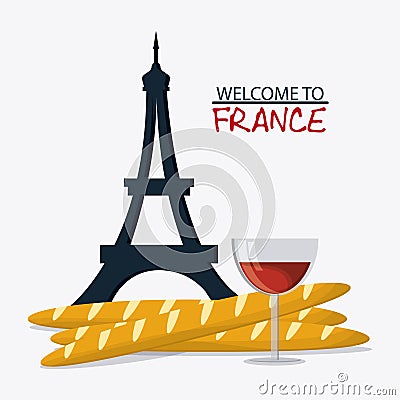 France design. eiffel tower landmark. graphic Cartoon Illustration