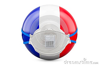 France with filtering half face mask, respirator. 3D rendering Stock Photo