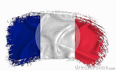 France flag, brush stroke, typography, lettering, logo, label, banner on a white background Stock Photo