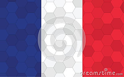France flag illustration. Futuristic French flag graphic with abstract hexagon background vector. France national flag symbolizes Vector Illustration