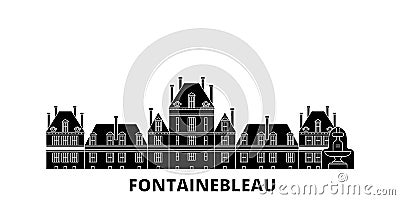 France, Fontainebleau Landmark flat travel skyline set. France, Fontainebleau Landmark black city vector illustration Vector Illustration