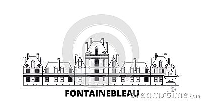France, Fontainebleau Landmark line travel skyline set. France, Fontainebleau Landmark outline city vector illustration Vector Illustration