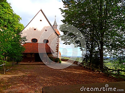 France, Great East, Alsace, Haut Rhin, Our Lady of Schauenberg on the heights of the village of Pfaffenheim Stock Photo