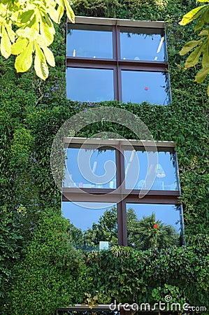 France, a green wall in Paris Editorial Stock Photo