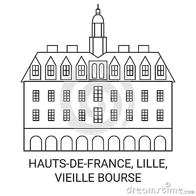 France, Hautsdefrance, Lille, Vieille Bourse travel landmark vector illustration Vector Illustration