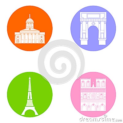 France icons set Vector Illustration