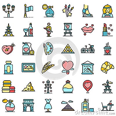 France icons set vector flat Vector Illustration