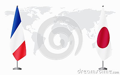 France and Japan flags for official meeting Vector Illustration