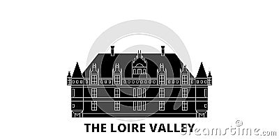 France, The Loire Valley Landmark flat travel skyline set. France, The Loire Valley Landmark black city vector Vector Illustration
