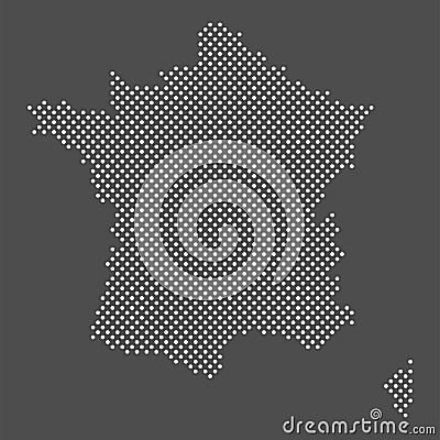 France map dot on gray background. Dotted map of France. Vector Illustration