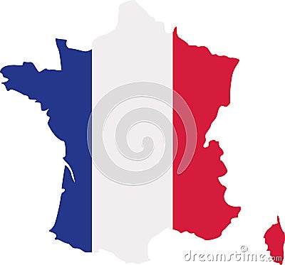France map with flag Vector Illustration