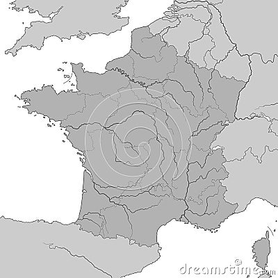 France - Map of France - High Detailed Vector Illustration