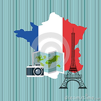 france map geography icon Cartoon Illustration