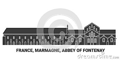 France, Marmagne, Abbey Of Fontenay, travel landmark vector illustration Vector Illustration