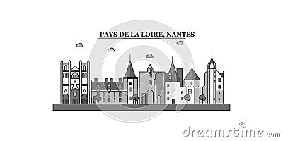 France, Nantes city skyline isolated vector illustration, icons Vector Illustration