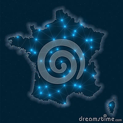 France network map. Vector Illustration