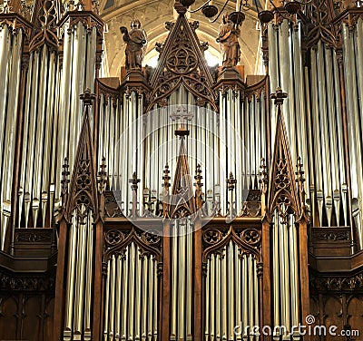 France - Organ of Chambery Cathedral Stock Photo