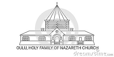 France, Oulu, Holy Family Of Nazareth Church travel landmark vector illustration Vector Illustration