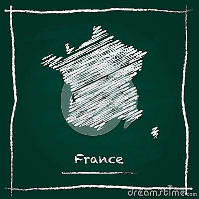 France outline vector map hand drawn with chalk. Vector Illustration