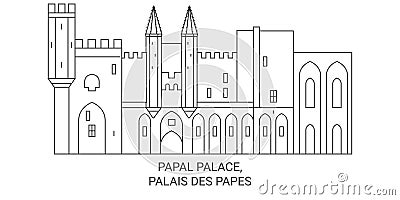 France, Papal Palace, Palais Des Papes travel landmark vector illustration Vector Illustration