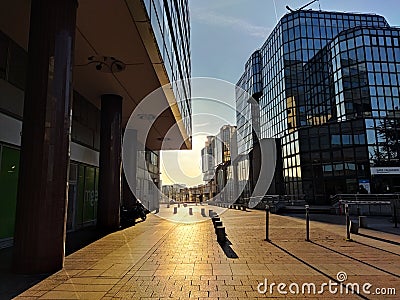 France Paris Autumn sunset on a pedestrian path in the Gare Montparnasse district Editorial Stock Photo