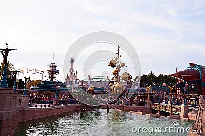 France, Paris, Disneyland, October 14, 2018 Disneyland Halloween decoration detail and windows Editorial Stock Photo