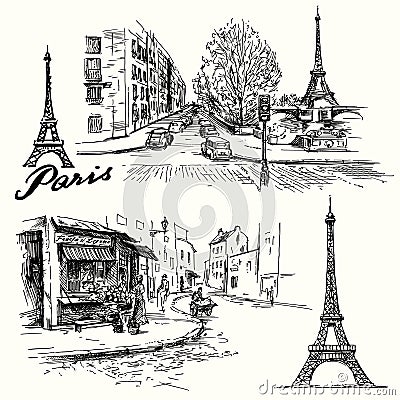 France, Paris - Eiffel tower Vector Illustration