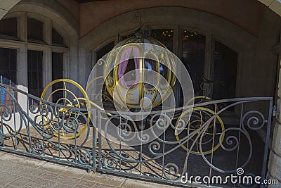 Beautiful chariot of the Cinderella character inside the Disneyland park, in Paris Editorial Stock Photo