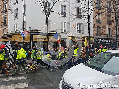 Yellow vests women march Editorial Stock Photo