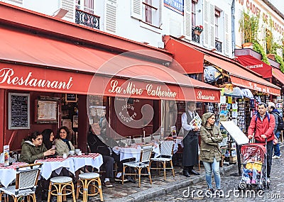 France, Paris, Montmartre. Restauran La Mere Catherine Editorial Stock Photo