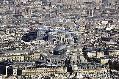 France, Paris; sky city view with beaubourg museum Stock Photo