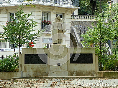 France, Paris, Square Constantin Pecqueur, monument a Theophile Steinlen Editorial Stock Photo